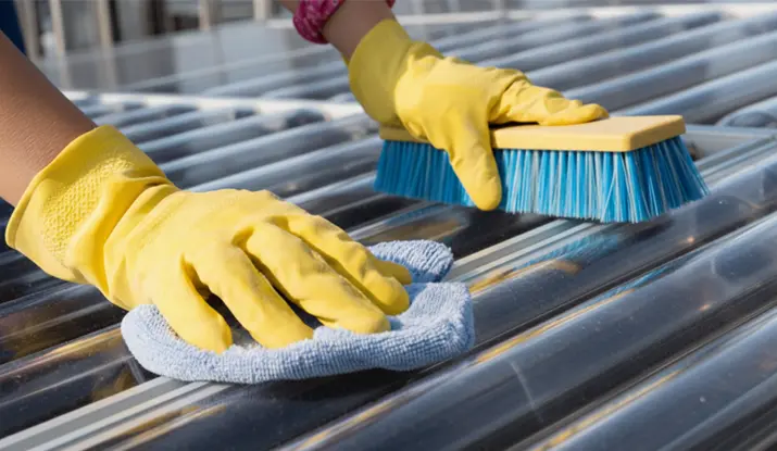 تمیز کردن آبگرمکن خورشیدی با دستکش